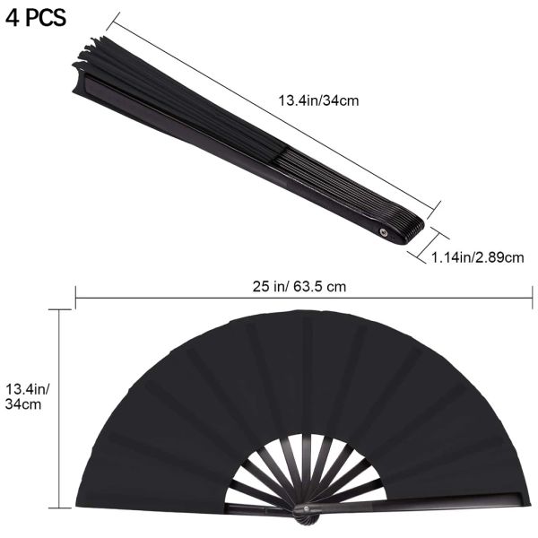 4pcs/set большой складной вентилятор Black Folding Fan Fan Fan Festivat