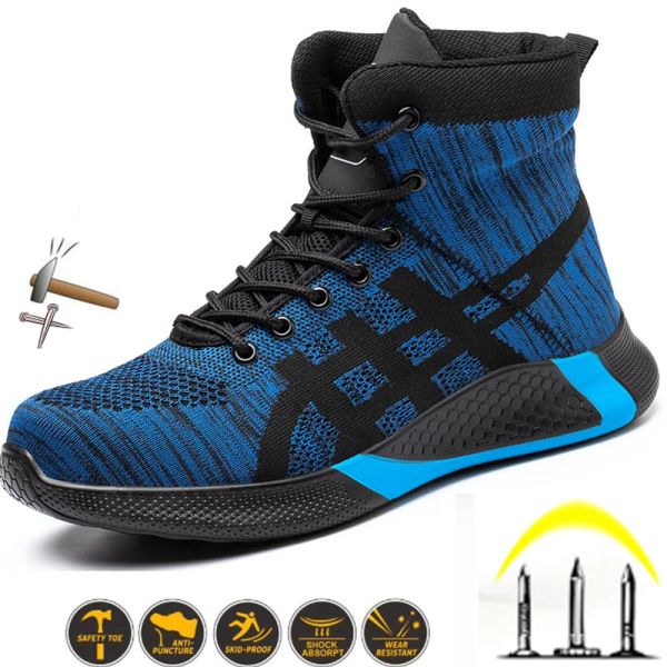 Stivali Lightweight Work Boots Sicurezza Scarpe di punta in acciaio Uomini Sneaker traspiranti scarpe da trekking Antipiercing Calzature protettive