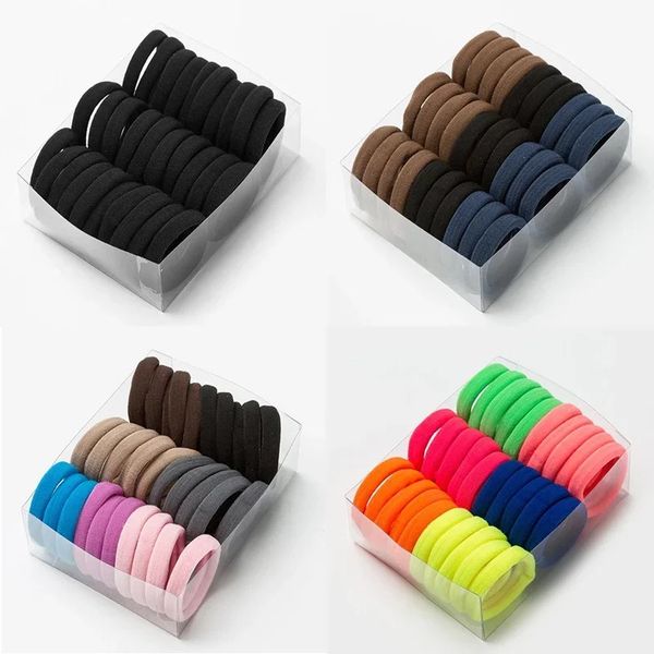 30pcs kadın kızlar 4cm renkli polyester elastik saç bantları at kuyruğu tutucu lastik bantlar Scrunchie kafa bandı saç aksesuarları