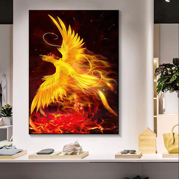 Abstract Oil Painting Phoenix Tela Painting Wall Bellissimo moderno Bird Art Print Poster Soggio