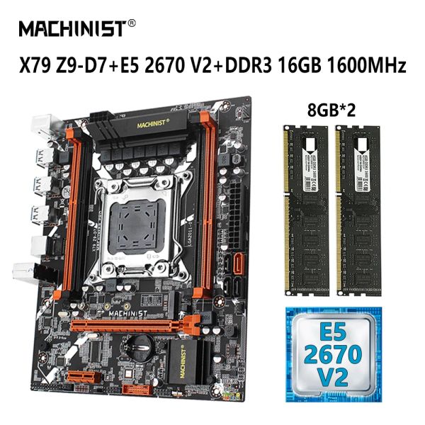 Motherboards Machinist X79 Motherboard Kit Xeon E5 2670 V2 CPU Set LGA2011 Prozessor 16 GB 1600MHz DDR3 RAM MEMORY COMBO NVME M.2 SATA Z9D7