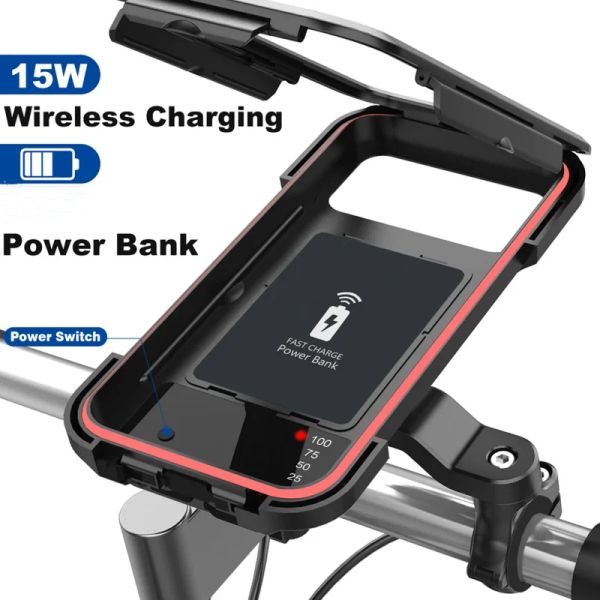 Chargers Wireless Charger Motocicleta Phone Phone Titular Bolsa de bicicleta à prova d'água Bolsa de suporte 5000mAh Suporte de celular Stand Stand Stand