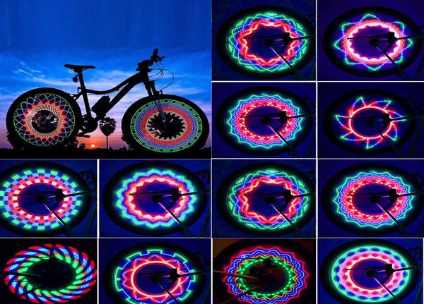 30 Padrões de bicicleta de bicicleta de bicicleta de bicicleta Luz de luz dupla flash 32 RGB LED LIGHT BICYCH LUBRILHA NOTIDO ALGUNDA DE CICLAMENTO