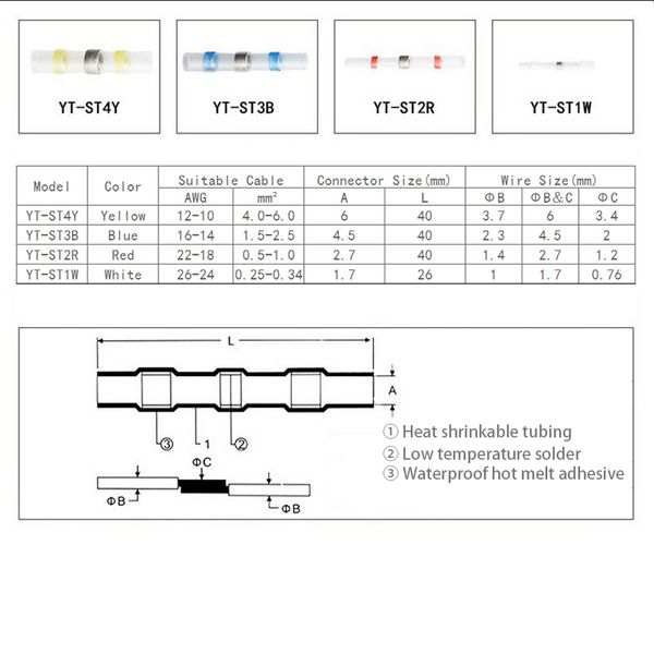 Wärmeschrumpfung mit Lötlädern Steckverbinder Elektrische Kabelklemmen Terminator Automobil -Crimp -Rohr für Kabelauto und Zubehör