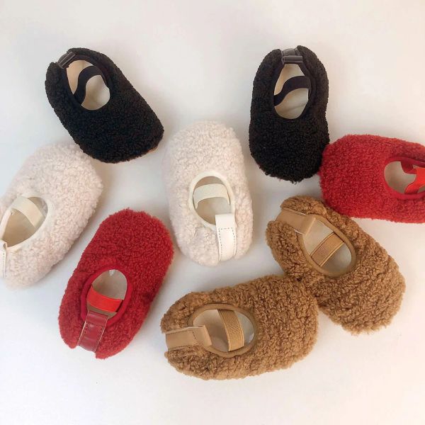 Stiefel Winter New Children's Fleece Stiefel koreanische Jungen Mädchen Cottonpadd Schuhe Weiche Sohle Erstes Wanderer Kleinkind Moccasins