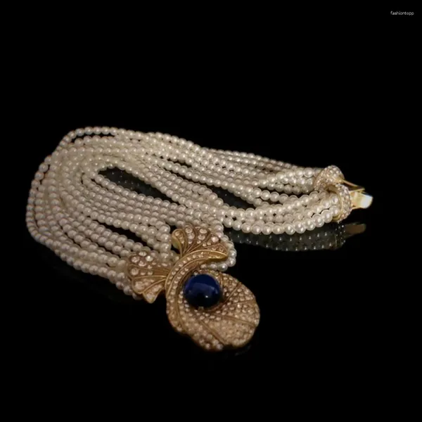 Anhänger Halsketten blaue Glasperlen in der alten Art Halskette