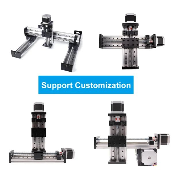 Guia linear CNC Tabela de trilho duplo Tabela deslizante xyz parafuso de bola eixo de bola estágio linear Tabela móvel 80mm Lidgura SFU1204/SFU1605/1610