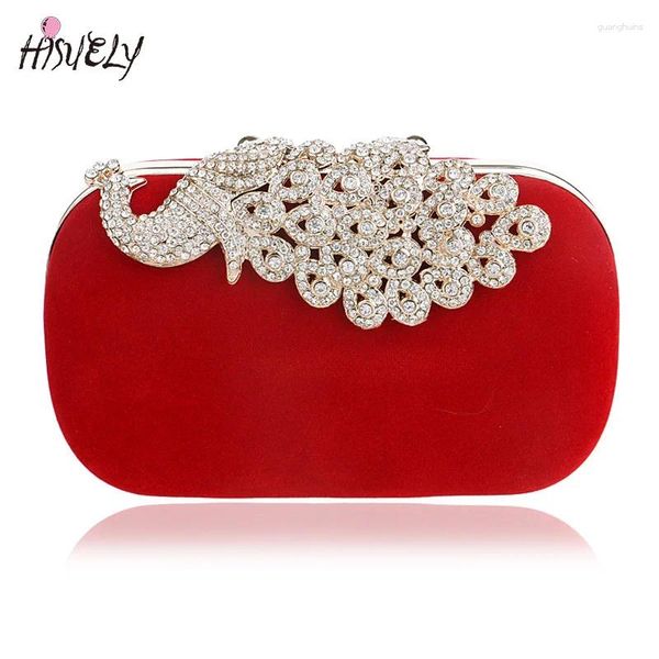 Abendtaschen Fashion Lady Clutch Bag Persönlichkeit Diamond Peacock Dinner Plüsch Schulter Handtasche Hochzeitsfeier Brieftasche