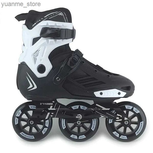 Patins em linha patins originais ws 3x110 velocidade roller roller skates comprimento botas ajustáveis 85a pu wheels patines para skate grátis de asfalto de rua y240410