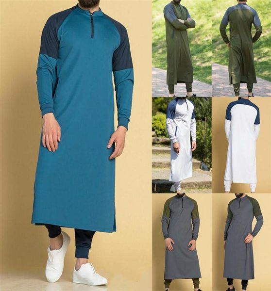 Geleneksel Kaftan Ceket En İyi Erkekler Müslüman önlükler erkek Jubba Thobe Arap İslami Giyim Orta Doğu Arap Abaya Dubai Uzun Robes5156973