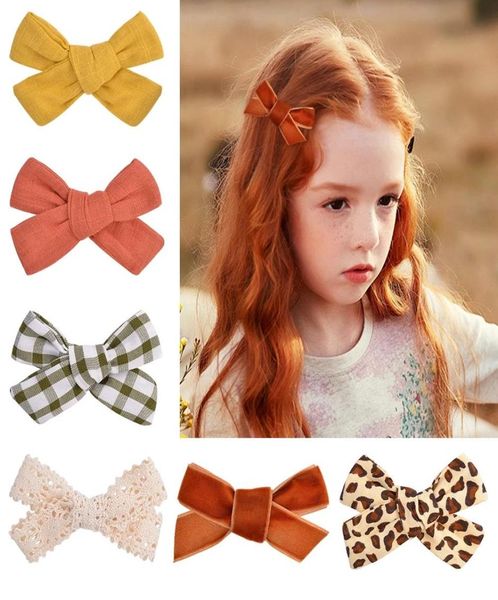 1pcs Linen Leopard Stampa bambine Hairpins Lace Lace Abow con barrette Clip Accessori per capelli per capelli TS2125298618