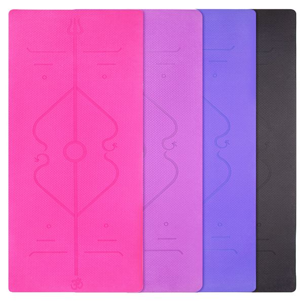 Umweltfreundlich 6 mm TPE mit Haltung Linie verdicken Yoga Pilates Mats Pad, um Gewicht zu verlieren zu Hause Fitnessstudio