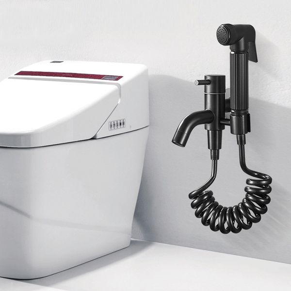 Goldene Messing Bidetarmäuren kaltes Wasser Toiletten -Eckventil Handheld grau Dusche Bidet Sprühwandmontage Bidet Set Chrom