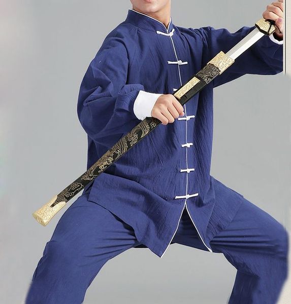 Hochwertige 7Kolors Baumwollline Springautumn Tai Chi Kung Fu Wushu Uniformen Kampfkunst Kleidung Taiji Anzüge rot/blau