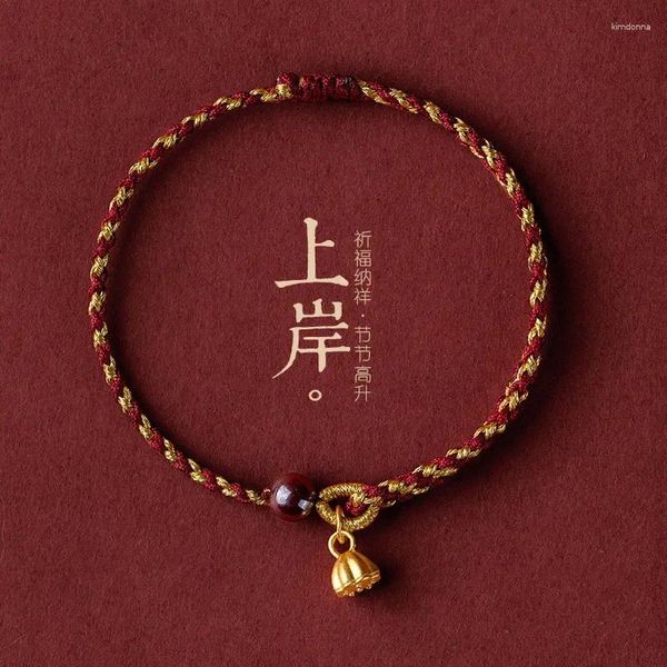 Bracelets de charme Mão trançada Lucky Red Rope Charms Bangles com Purple Lotus Pingente Bracelet Friend