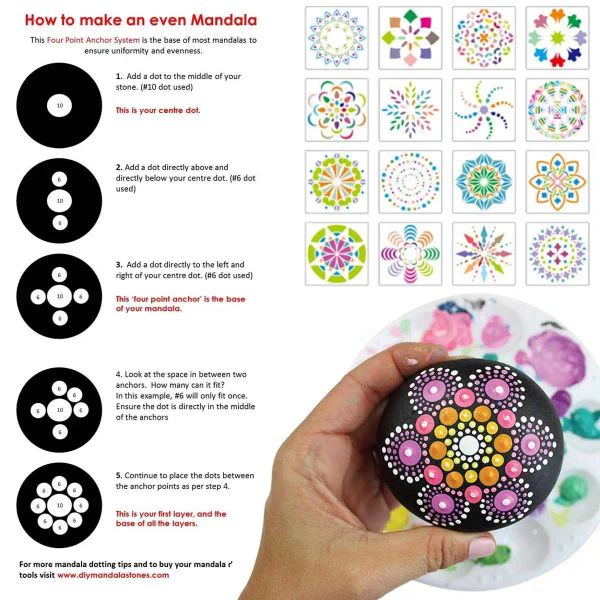 40 pezzi strumenti di punteggiatura mandala set di penne a punta aste acriliche per le nail art a colori per dipingere rocce disegnando donne