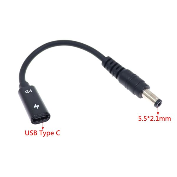 USB 3.1 Tip C Tip PD Güç Adaptör Dönüştürücü DC Fiş Konektör Kablosu Kablosu 5.5x2.5 mm ASUS TOSHIBA dizüstü bilgisayar adaptörü için erkek