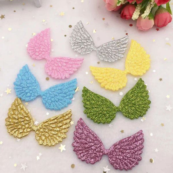 16pcs 42mm*70 mm Glitzer Paillette Big Angel Wings Applikes Patches Hochzeit DIY Haarclipzubehör Handwerk As.