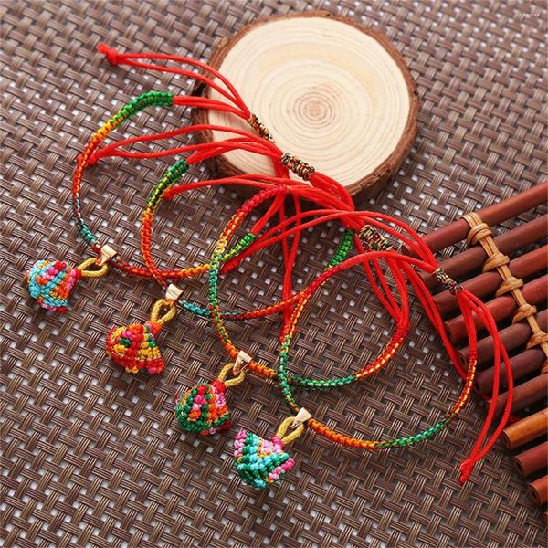 Bracelets de charme Festival de barcos de dragão chinês Bracelete colorido de corda para mulheres zongzi traz riqueza saúde jóias de sorte