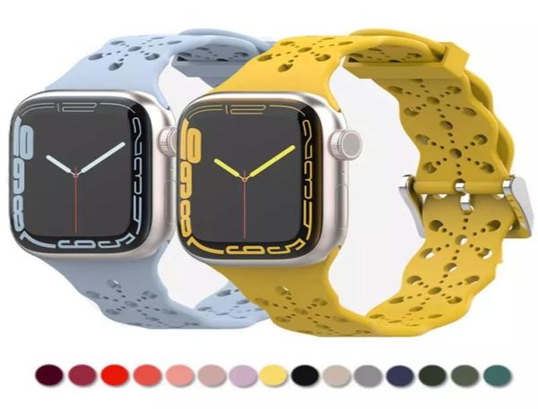 Straps di design in pizzo in silicone morbido per Apple Watch Series 7 6 2 3 4 5 Bande Donne Iwatch 45mm 41mm 38mm 42mm 40mm 44mm Cinda a banda 9085209