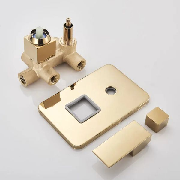 Shiny Dochou Gold Rubine Set da bagno Porta per pioggia Display digitale Digital Sistema da bagno a 3 vie Mixer a freddo in ottone di lusso