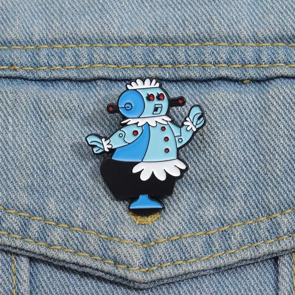 Cartoon Roboter Emaille Pins kreatives lustiges Revers Badge süße fegende Roboter Metal Brosch Rucksack Kleidung Schmuckzubehör Geschenk