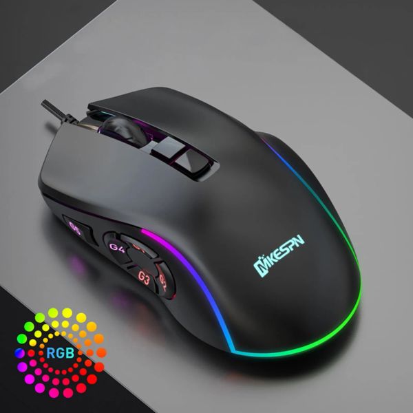 Мыши 7200DPI Mkespn Mouses x9 6 Ergonomic 7 10 Speed Spearmable Игровые кнопки цвета для геймерных компьютерных аксессуаров для ноутбуков