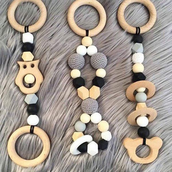 Anéis de madeira 20-80mm Baby Teether Círculo de madeira natural Ringent Ring Toy Toy Montessori Jóias Fazendo Diy