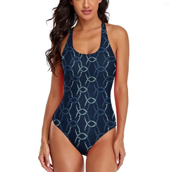 Swim costumi da bagno femminile Swimsuit Indiigo Blue Net One Piece Boding Body Sport Stylish Plus size XXL