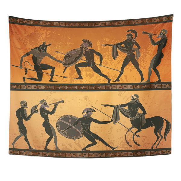 Grécia antiga Figura preta caça de cerâmica para os deuses da minotauro decoração de casa de tapeçaria pendurada para o dormitório da sala do quarto