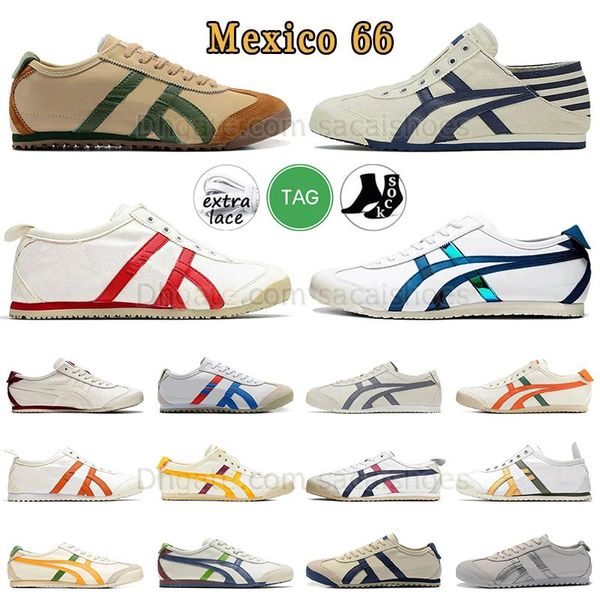 2024 Sneakers Tiger Mexico 66 Onitsukass Tigers Running Scherings Series Bassa Gel NYC in pelle che cammina Uxury Lace-Up Japan Blue White Slip-Out Shoe Shole Shoolers