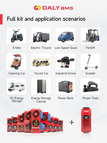 Daly Smart LifePO4 BMS 3S 4S 8S 10S 13S 16S 24S 12V 24 V 36 V 48 V BMS mit BT CAN und 15A Parallelmodul für 18650 Batteriepackungen