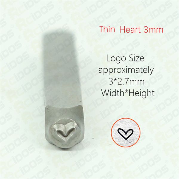 1,5/2/3mm de carimbo de aço de coração gordo, carimbo de perfuração de metal DIY, carimbos de design de jóias de metal