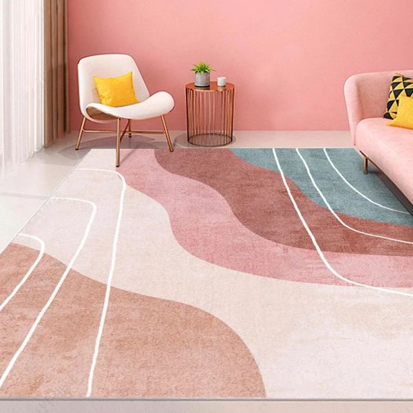 Nordic Pink Girl Schlafzimmer Nachtteppich minimalistische Wohnzimmer Couchtisch Nicht ruhig