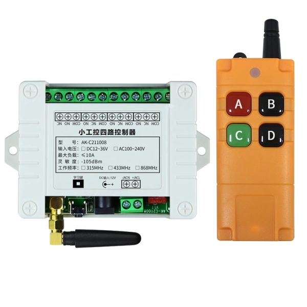 Radio 433MHz Universal Wireless Fernbedienung AC220V 110V 4Ch Relay Radio Controller Receiver Modul RF Switch Gate Garage Opener