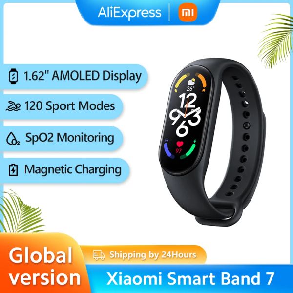 Bileklikler Global Versiyon Xiaomi Akıllı Band 7 Bilezik 1.62 AMOLED AMOLED BAN OKSİJEN FİTESİ TRAKER Su Geçirmez Akıllı Sensörler Mi Band 7