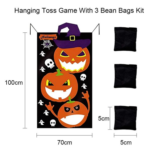 Neues Halloween Hanging Toss -Spiel mit 3 Bohnen -Taschen Indoor Outdoor -Partyspiel für Kid Adult Antistatic Door Vorhänge Tore Fenster