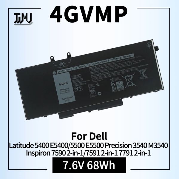 Batterien 4GVMP -Laptop -Batterie für Dell Latitude 5400 5500 5410 5510 E5400 E5500 Inspiron 7590 7591 7791 2in1 Precision 3540 3550 Serie