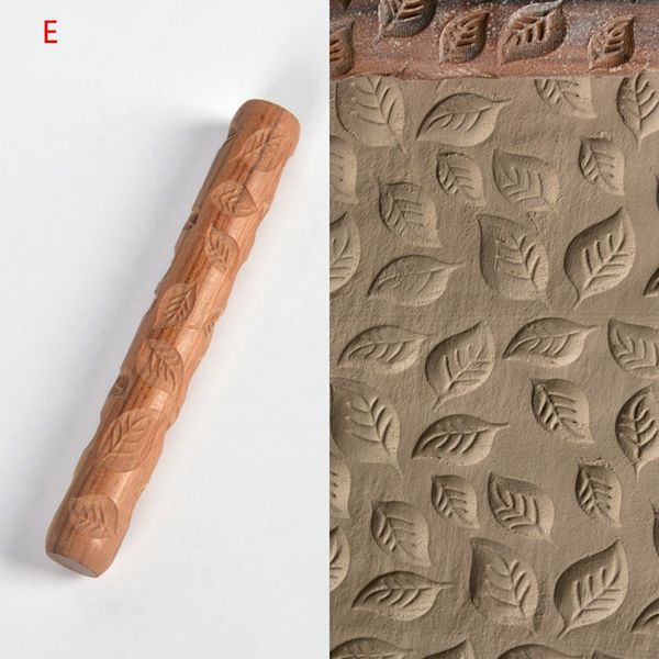 Holzhandrollen für Tonstempelstempelmustern Rollen Keramikwerkzeuge geschnitzte Textur Druck Schlamm Rollende geprägte Muster Mode Mode