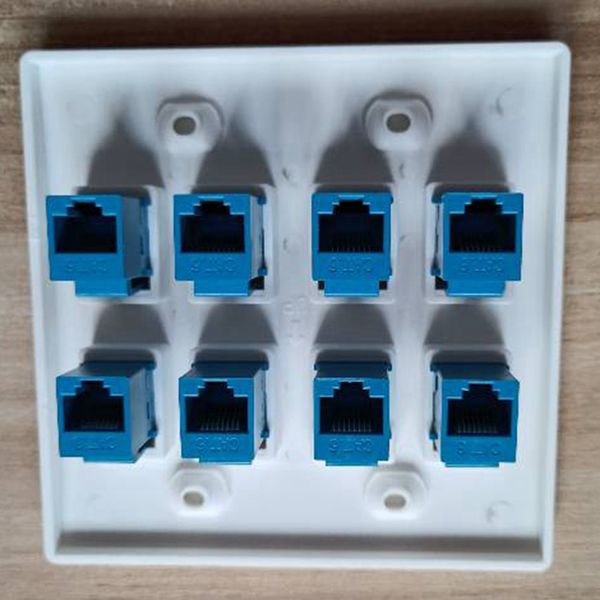 FÖRDERUNG!Ethernet -Wandplatte 8 Port - Doppel Gang Cat6 RJ45 Keystone Jack Network Kabel Facplate Female zu weiblich - Blau