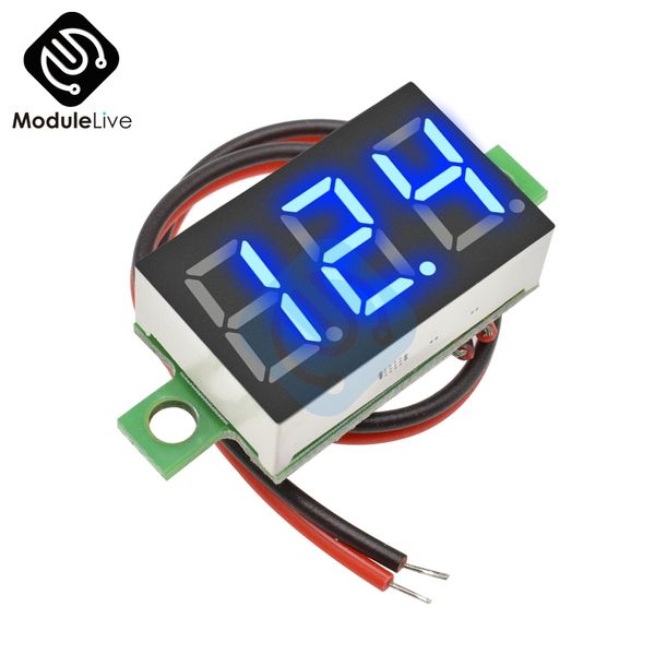 0,36 Zoll 2 Draht rot blau weiß grün mini digitales LED -Anzeige Voltmeter Panel Spannungsspannungsmesser Einstellungsvoltmeter für Autos