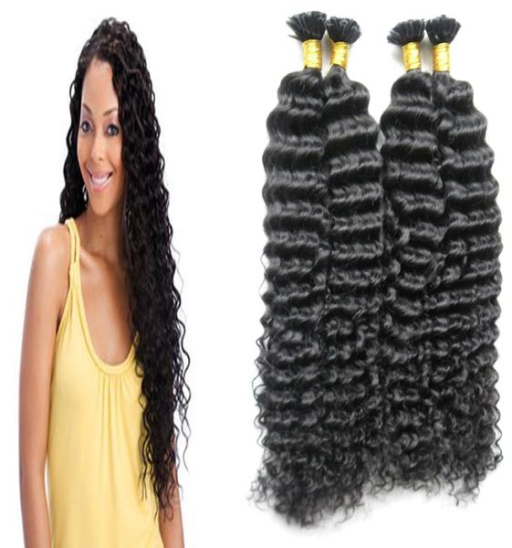 Cabelo virgem peruano 18quot 20quot 22quot 24quot Remy ceratina u ponta da ponta Extensões de cabelo 200g kinky curly pré -vínculo HAI9181076