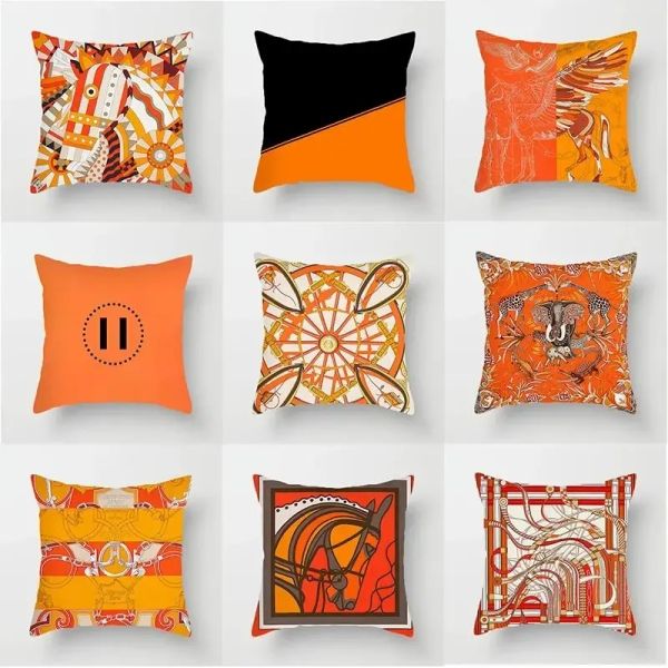 45 * 45 cm Designer Pillowcase Orange Series Cover Cushion Fiore Stampa Stampato sedia in casa divano Decorazione DECORAZIONE Cuscino quadra