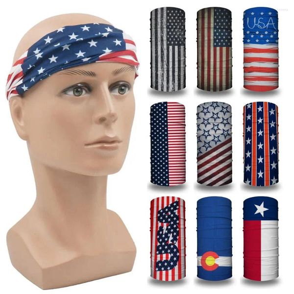 Bandanas amerikanische Flagge Röhrchen Bandana Turbane Headwap für Frauen Männer Windstaubdicht Gitter Balaclava nahtloses multifunktionales Stirnband