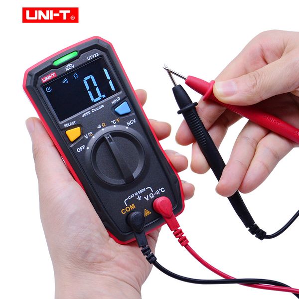 UNI-T UT123 Digitales Multimeter-Taschengröße Multimeter AC DC-Spannungswiderstand Temperatur NCV Tester EBTN Anzeige