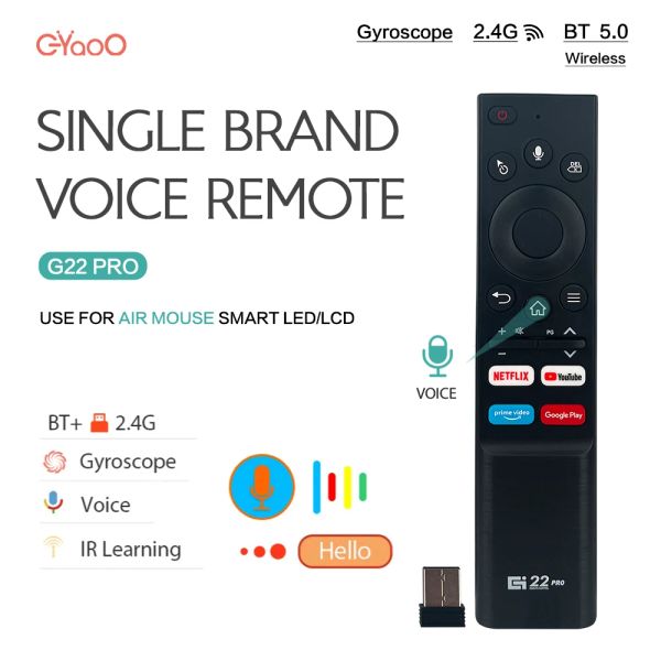 Kutu G22 Pro Voice Air Fare Uzaktan kumanda 2.4G Kablosuz jiroskop IR Android TV Kutusu HK1 H96 MAX X96 Mini için Öğrenme İşlevi