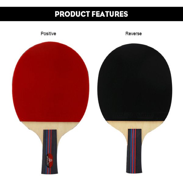 2pcs Rubber Ping Pong Racket Bat Table Tennis Blade Paddle Set с корпусом с переносом и 2 настольными ракетками короткая / длинная ручка