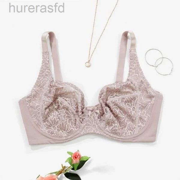 Bras Beauwear Plus Size BHs für Frauen Spitze Bralette mit Draht ohne Schaumstoff Dünne Brassiere 75C-100C 80D-105d-7121 240410