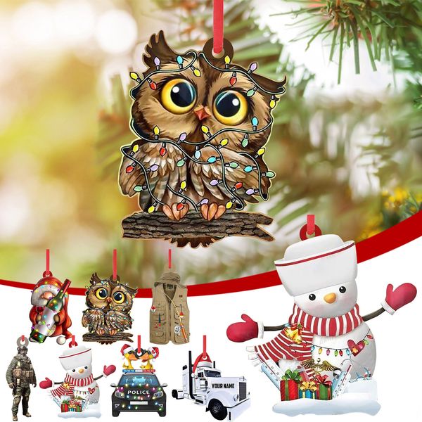 DIY Várias indústrias Decorações de Natal Presente de Xmas Santa Claus Snowman Tree Owl Car Car Woodled Penday Toys Noel natal presente