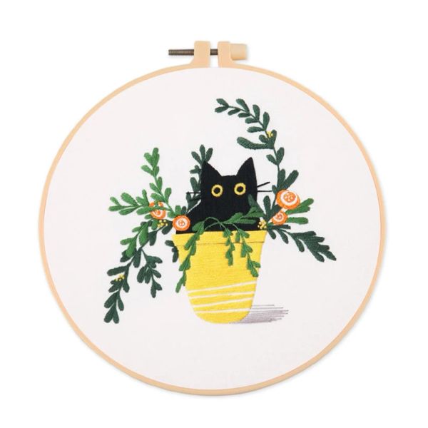 Flower Black Cat Pattern Remoidery Set Strumenti di ricamo a nego